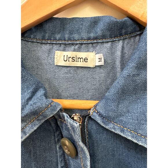 Ursime Denim Jean Denim Maxi Zip Front Faux Button Closure Dress Size Medium - Picture 3 of 5